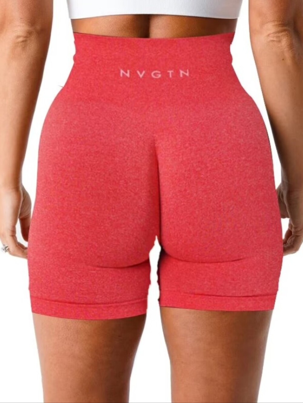 NVGTN Seamless High-Waist Coral-Red Bike Shorts Medium
